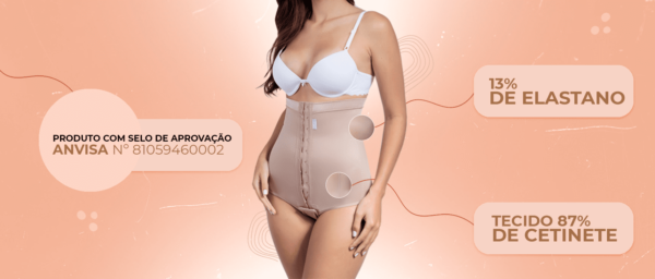 Cinta Abdominal, pós cirúrgica, pós parto, fecho frontal, ref abdominal, cavada, alça de 3 pontas, Modelo 304 - Imagem 2
