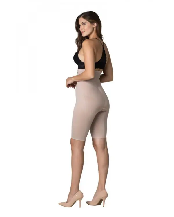 Cinta Bermuda cós alto, malha compressiva, pós cirúrgica, pós parto, fecho frontal, alça 3 pontas, reforço abdominal, Modelo 208. - Imagem 3