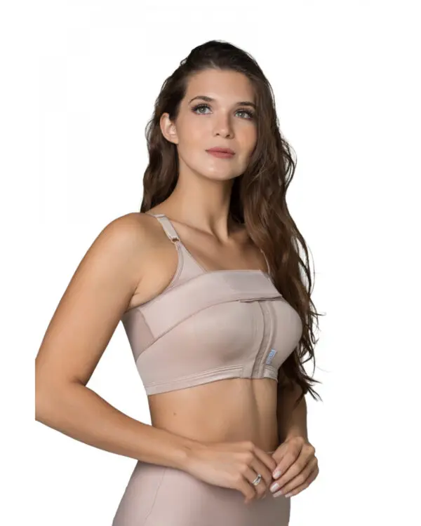 Faixa mamária, para fixar próteses, em dupla malha compressiva, Modelo 113