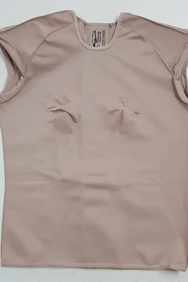Colete feminino longo, malha compressiva, para tratamento após queimadura, queloide, Modelo Q 640