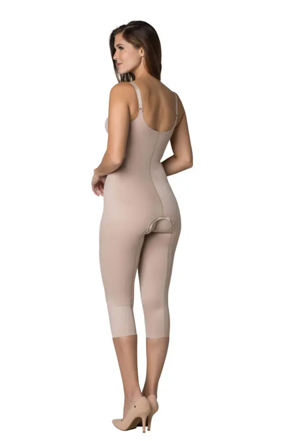Cinta modeladora, pós cirúrgica, malha compressivia, alça regulável, fecho frontal, reforço abdominal, até panturrilha, Modelo 206 - Imagem 3